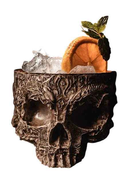 mixología en vaso de calavera